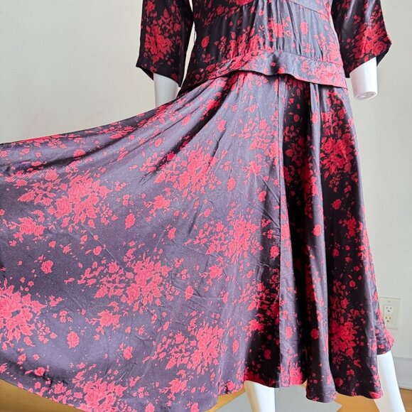 Vintage A Dress Town 50s does 40s Midi Floral Dress S - Picture 9 of 12